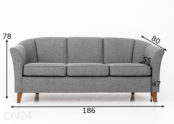 3-местный диван Sara размеры