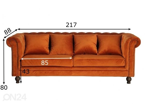 3-местный диван Velvet размеры