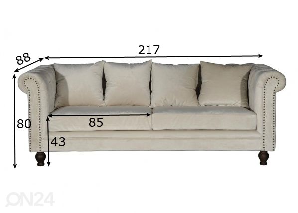 3-местный диван Velvet размеры