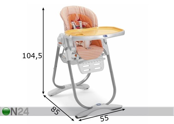 Chicco Polly Magic стульчик для кормления Happy Orange размеры