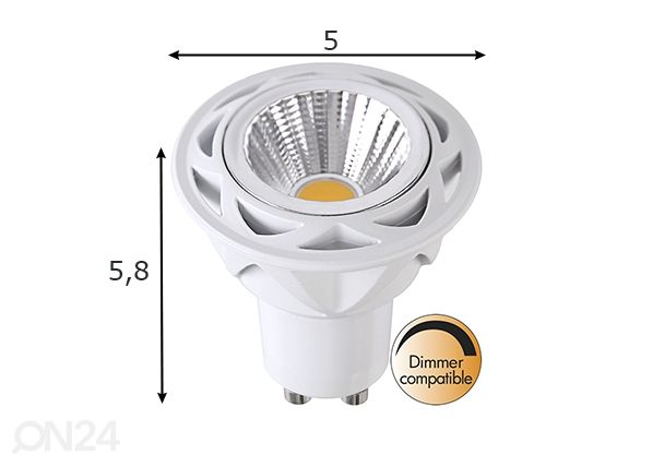 LED лампочка для точечного света GU10 5,5 Вт размеры