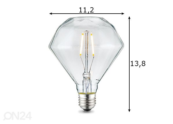 LED лампочка Diamond, E27, 2W размеры