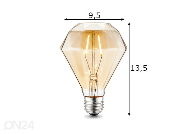 LED лампочка Diamond, E27, 2W размеры