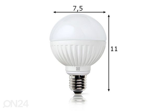 LED лампочка Round, E27, 8,5W размеры