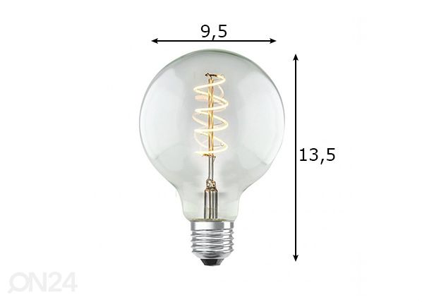 LED лампочка Spiral, E27, 4W размеры