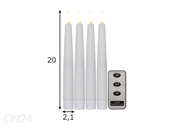 LED свечи Flamme Slim 4 шт, белый размеры