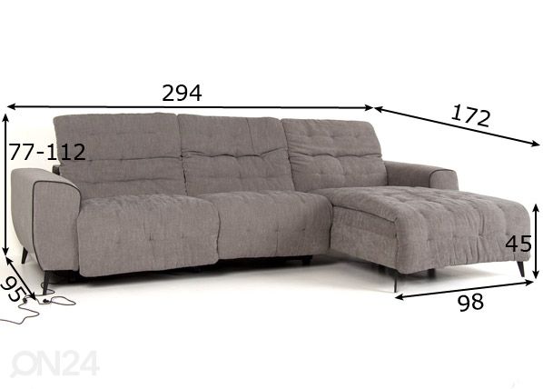 Recliner угловой диван (электрический/USB) размеры