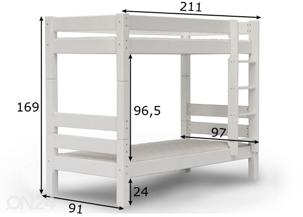 Suwem двухъярусная кровать Lahe 80x200 cm размеры