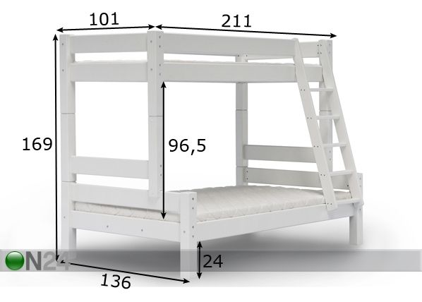 Suwem двухъярусная кровать Lahe 90/120x200 cm размеры