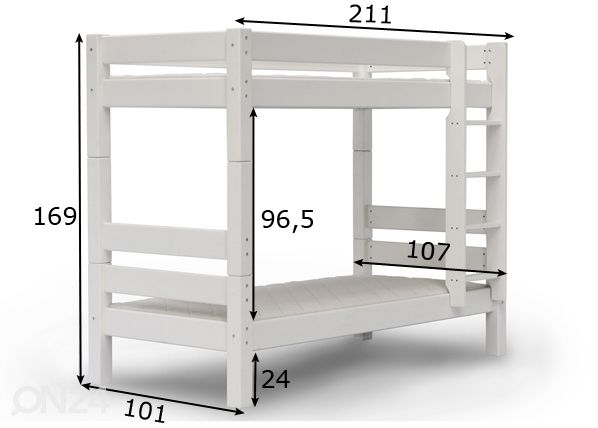 Suwem двухъярусная кровать Lahe 90x200 cm размеры