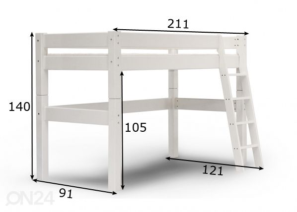 Suwem полувысокая двухъярусная кровать Lahe 80x200 cm размеры