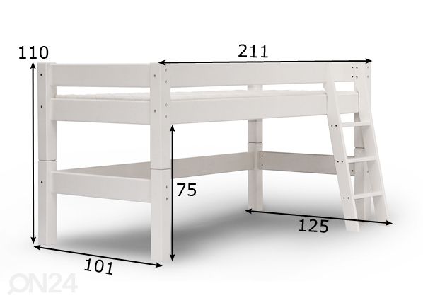 Suwem полувысокая двухъярусная кровать Lahe 90x200 cm размеры