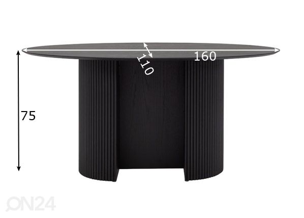Tenzo обеденный стол Rod 160x110 cm, чёрный размеры