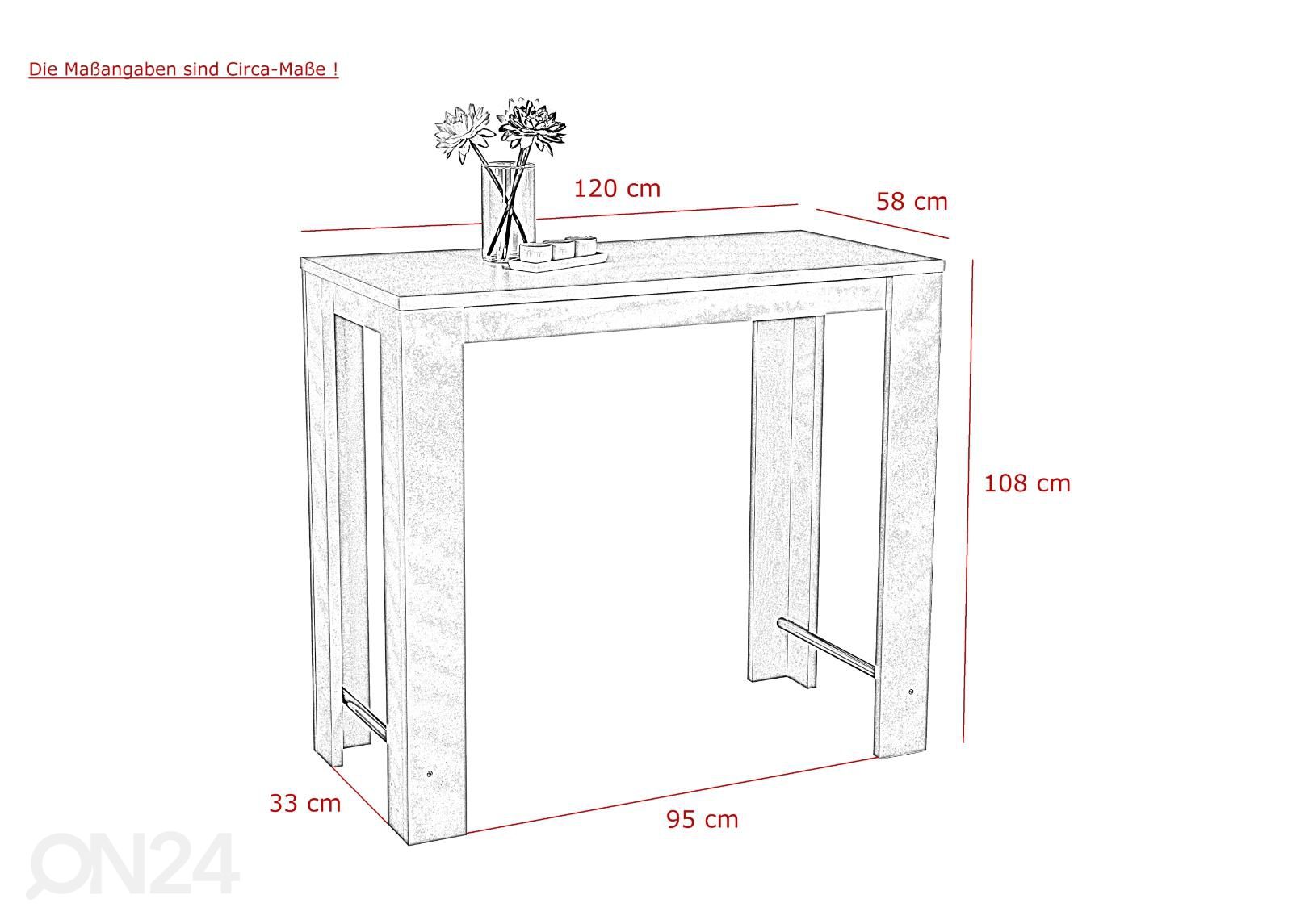 Барный стол Frieda 58x120 см увеличить размеры