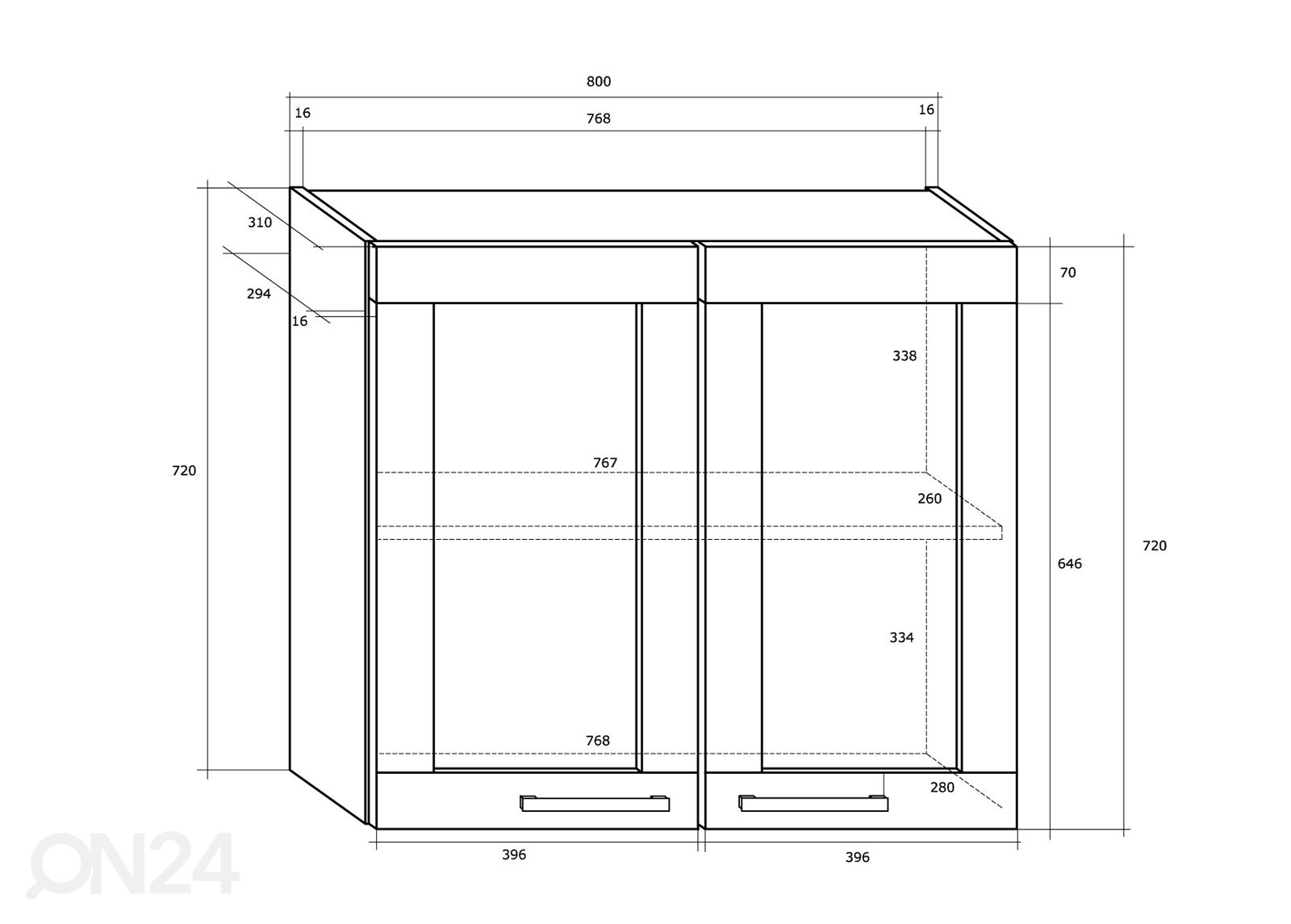 Верхний кухонный шкаф 80 cm увеличить размеры