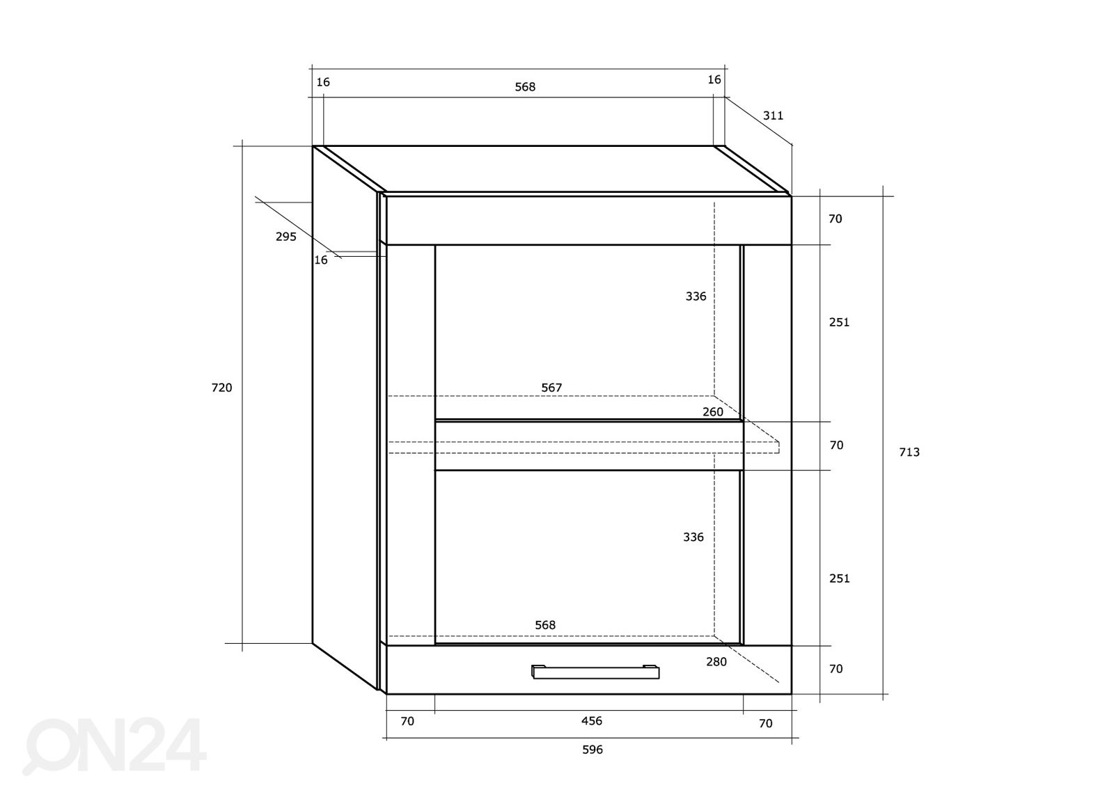 Верхний кухонный шкаф Mizen 60 cm увеличить размеры