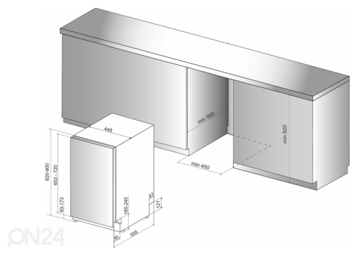 Встраиваемая посудомоечная машина Whirlpool WSIO3T223PCEX увеличить размеры