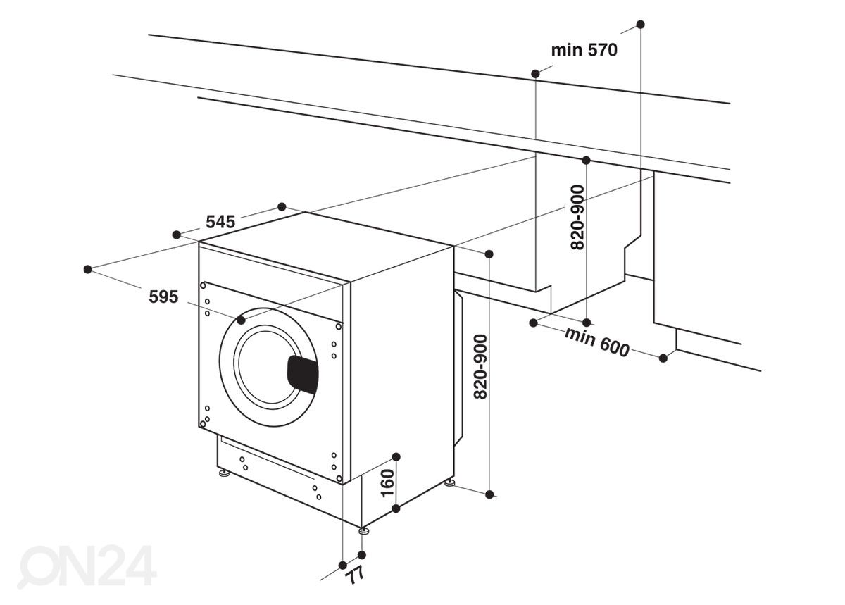 Встраиваемая стиральная машина с сушкой Whirlpool BIWDWG751482 увеличить размеры