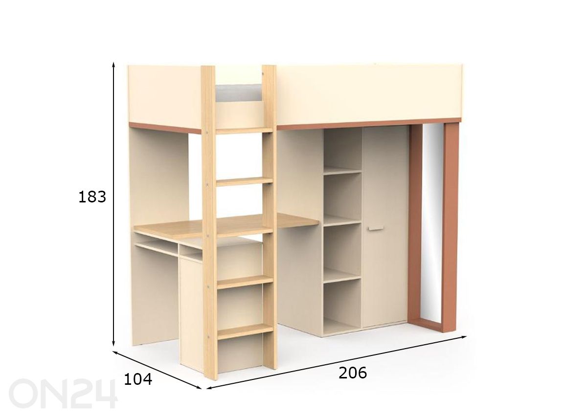 Высокая кровать Camillia 90x200 см увеличить размеры