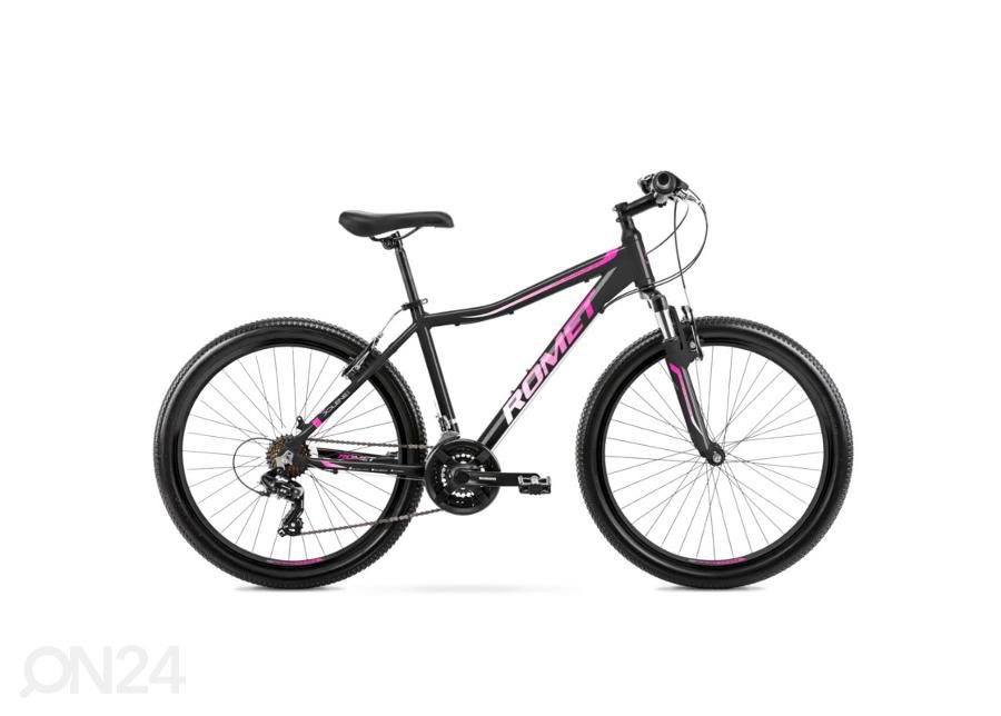 Горный велосипед Romet Jolene 6.0, 26" M, черно-розовый увеличить