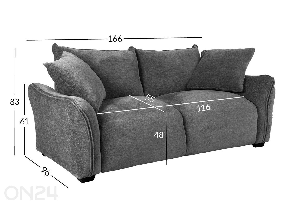 Двухместный диван Divi увеличить размеры