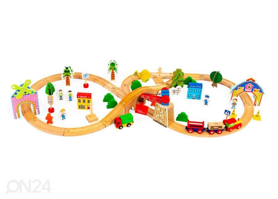 Деревянный паровозик Ecotoys 78 деталей увеличить