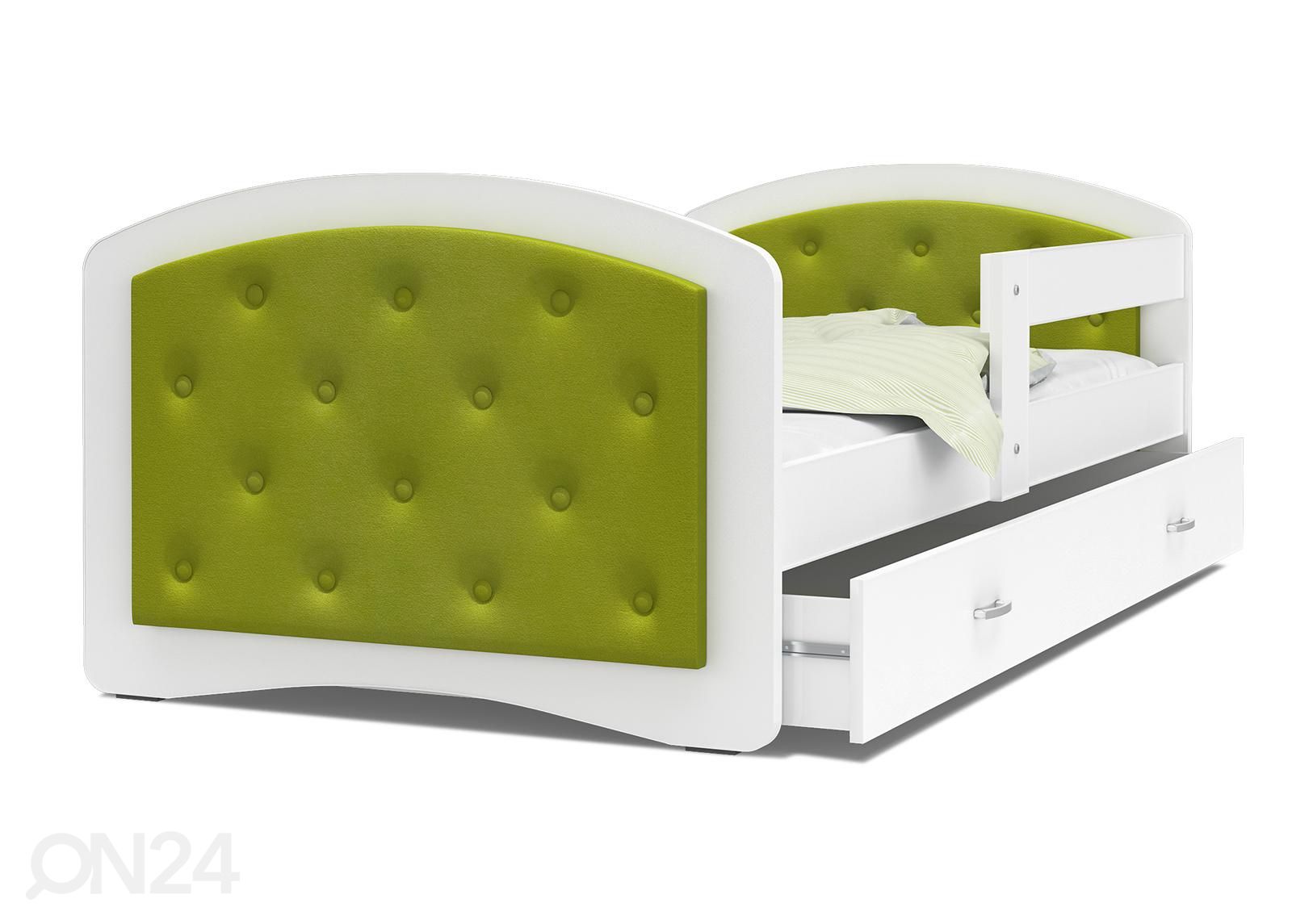 Детская кровать 90x200 cm, белый/зелёный увеличить