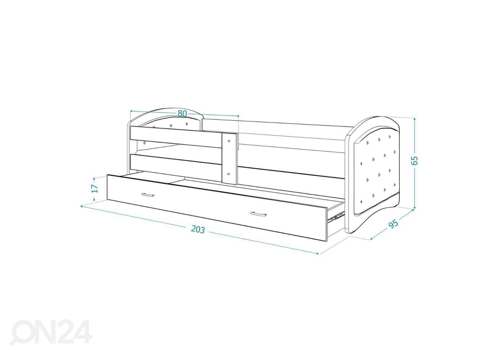 Детская кровать 90x200 cm, белый/розовый увеличить размеры