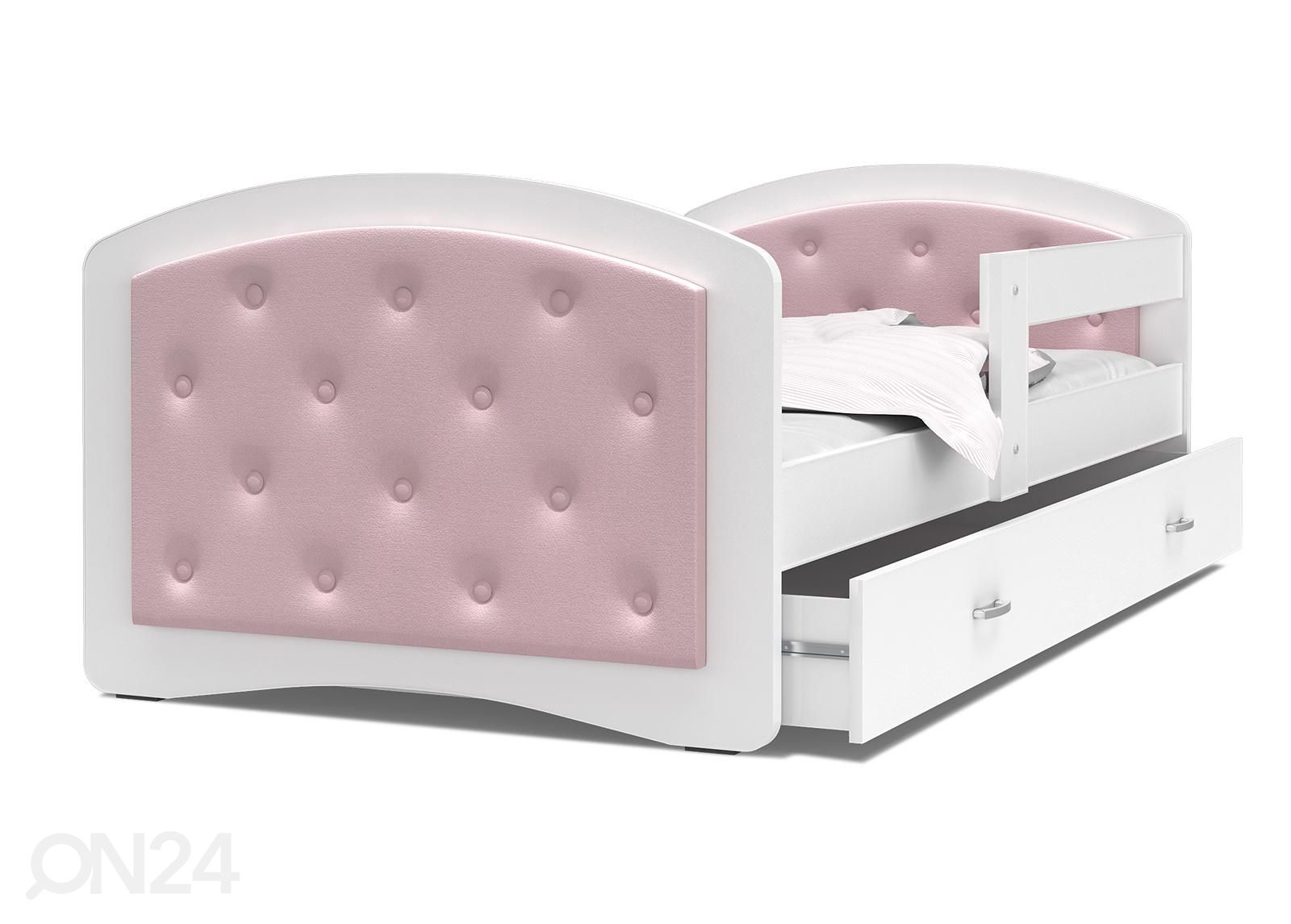 Детская кровать 90x200 cm, белый/розовый увеличить