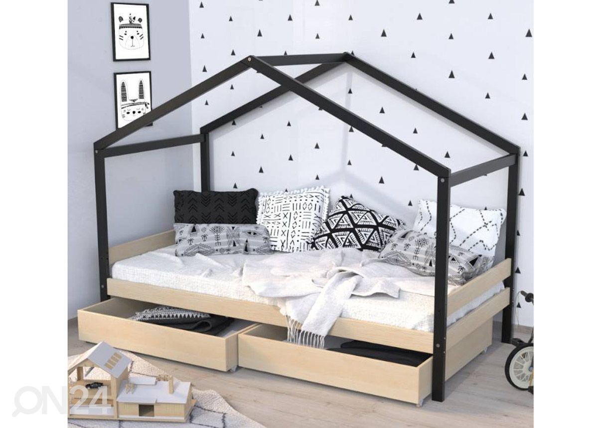 Детская кровать Etoile 90x190 cm, чёрный/древесина увеличить