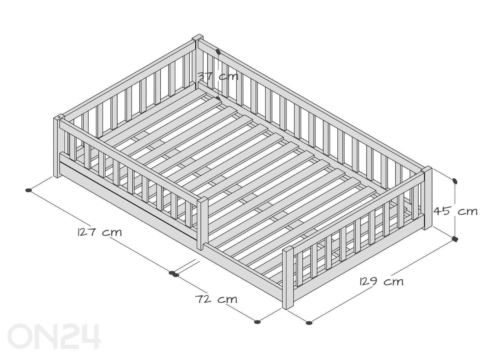 Детская напольная кровать с защитными бортиками Rose 120x200 см увеличить размеры