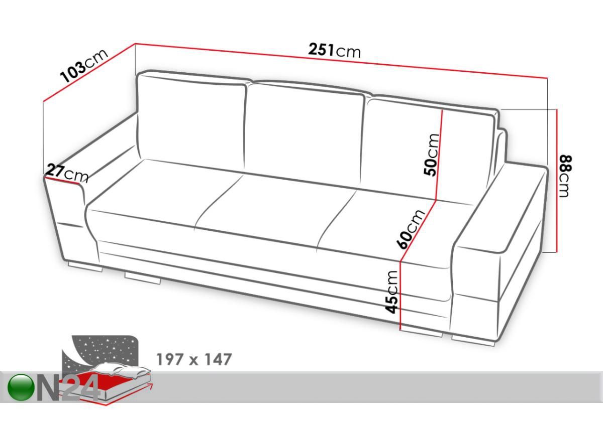 Диван-кровать Samanta A увеличить размеры
