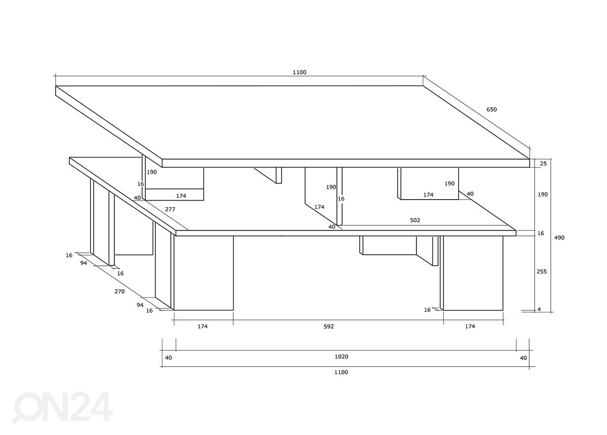 Журнальный столик Tom II 65x110 см увеличить размеры