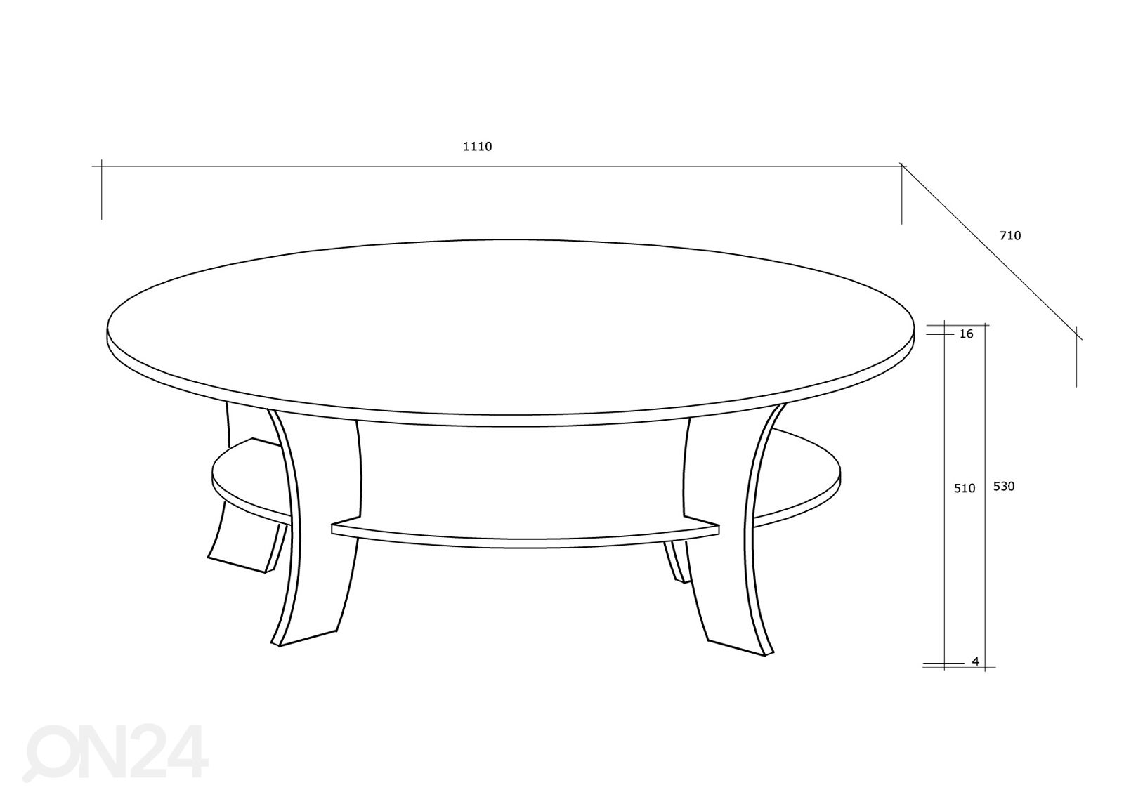 Журнальный стол Glen 111x71 cm увеличить размеры