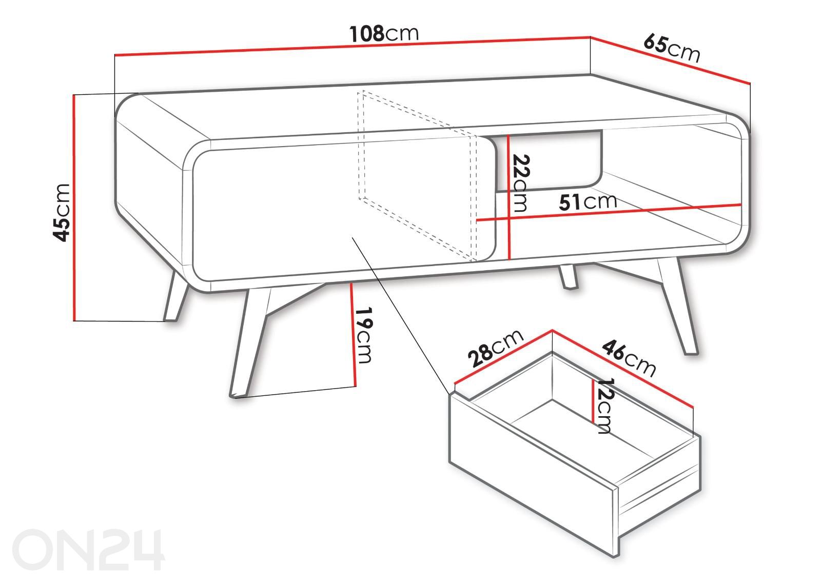 Журнальный стол Helion увеличить размеры