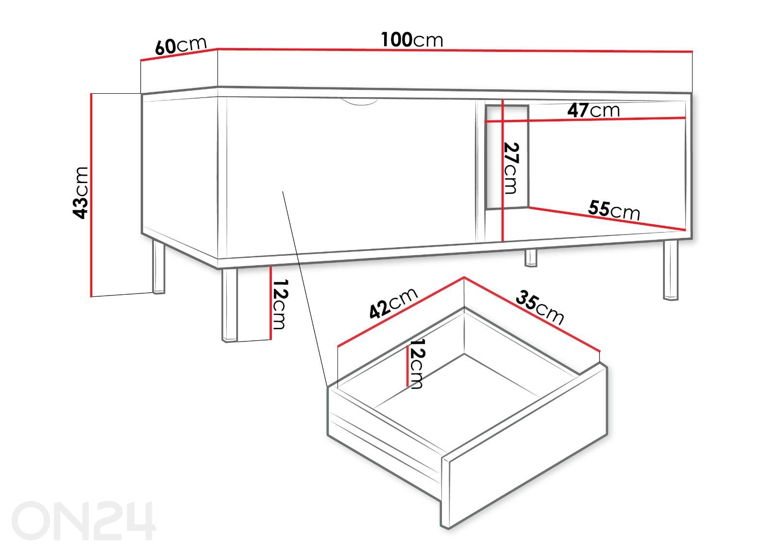 Журнальный стол Wera увеличить размеры