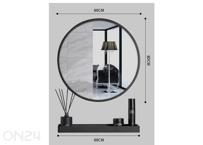 Зеркало с полкой 80 см, чёрное увеличить размеры