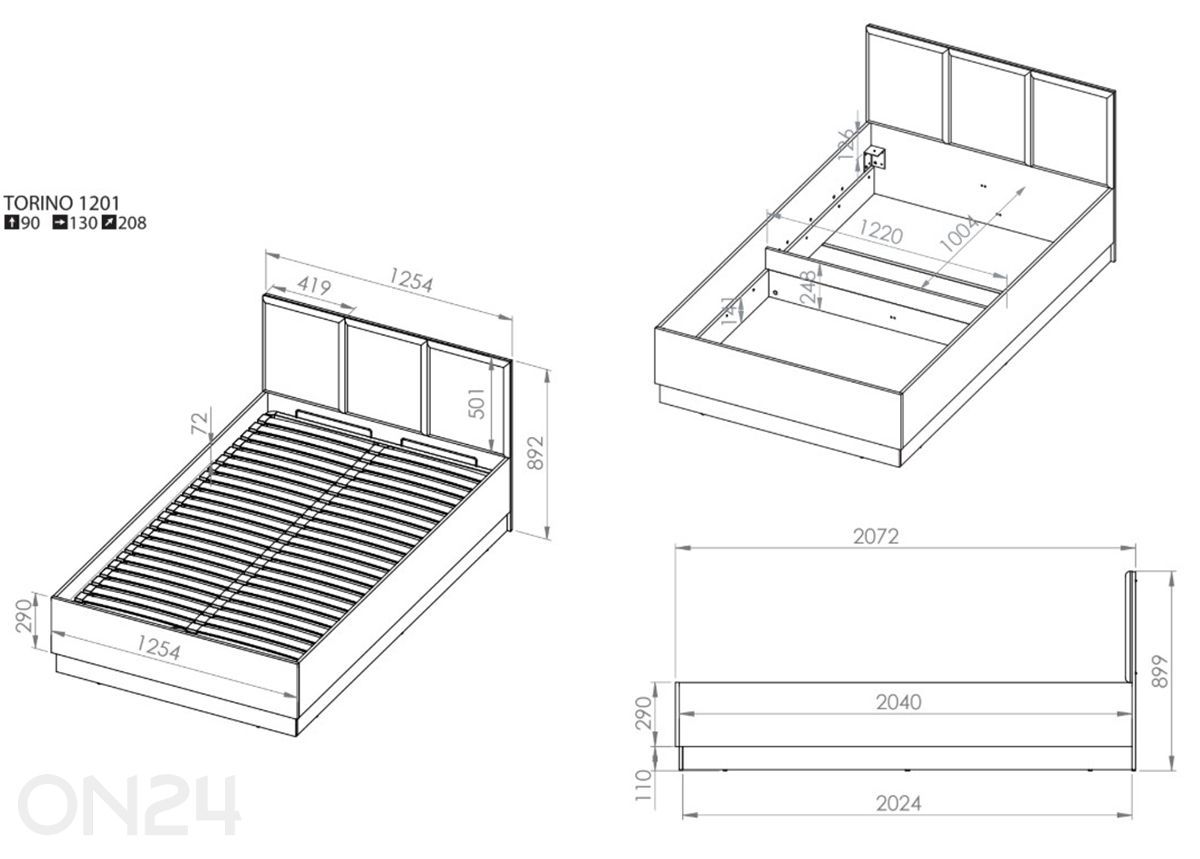 Каркас кровати Torino 120×200 см увеличить размеры