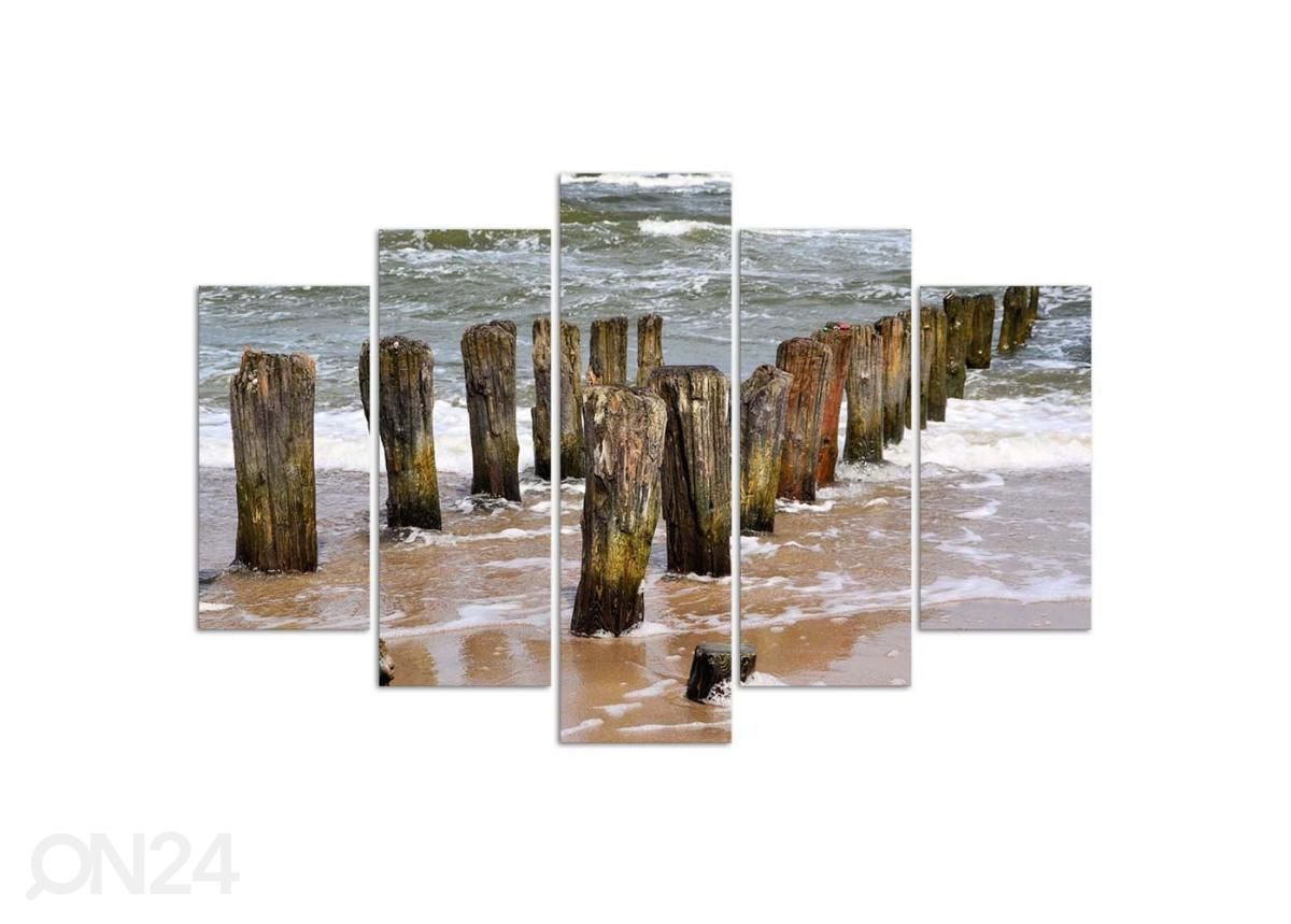 Картина из 5-частей Breakwaters on the beach 200x100 см увеличить