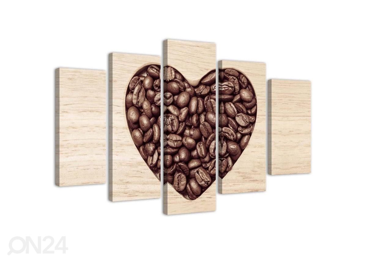 Картина из 5-частей Heart of Coffee Beans 200x100 см увеличить