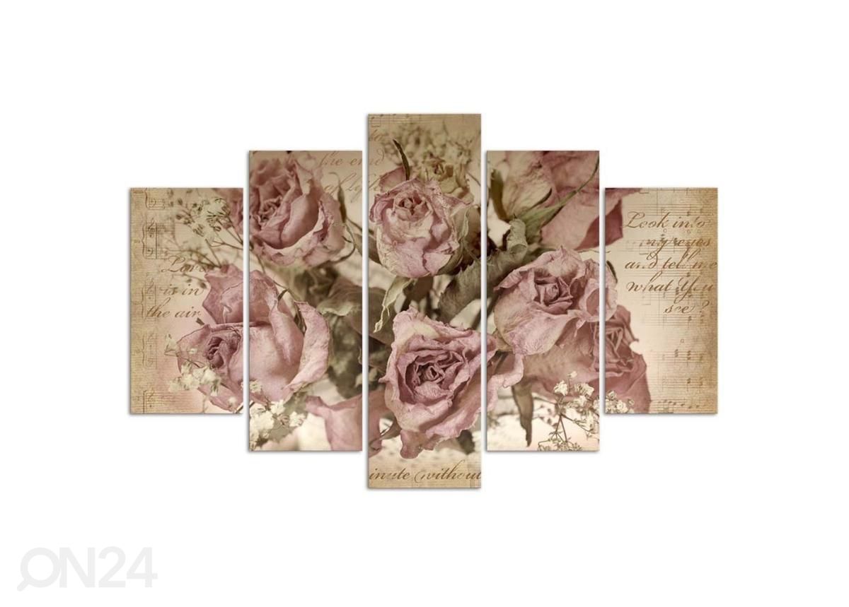 Картина из 5-частей Roses and sheet music 150x100 см увеличить