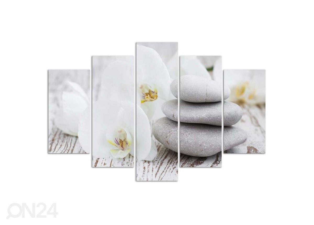 Картина из 5-частей White zen orchid and stones 150x100 см увеличить