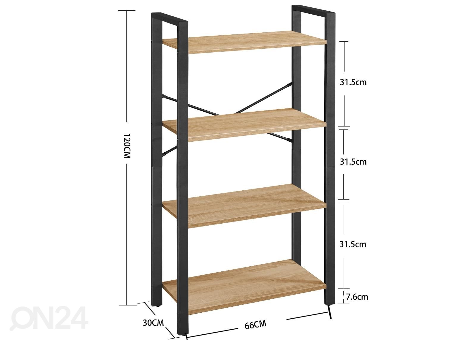 Книжная полка 66x120 см увеличить размеры