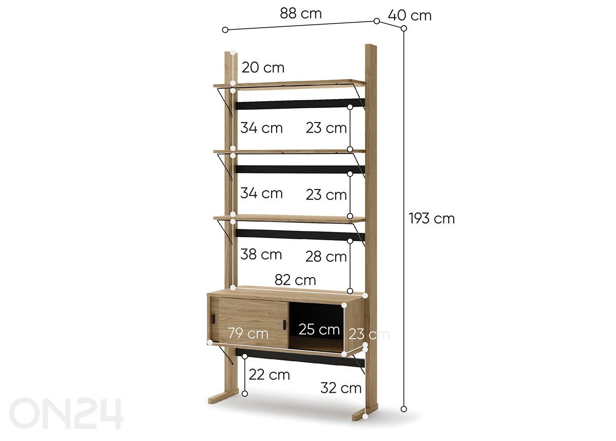Книжная полка Ollie увеличить размеры