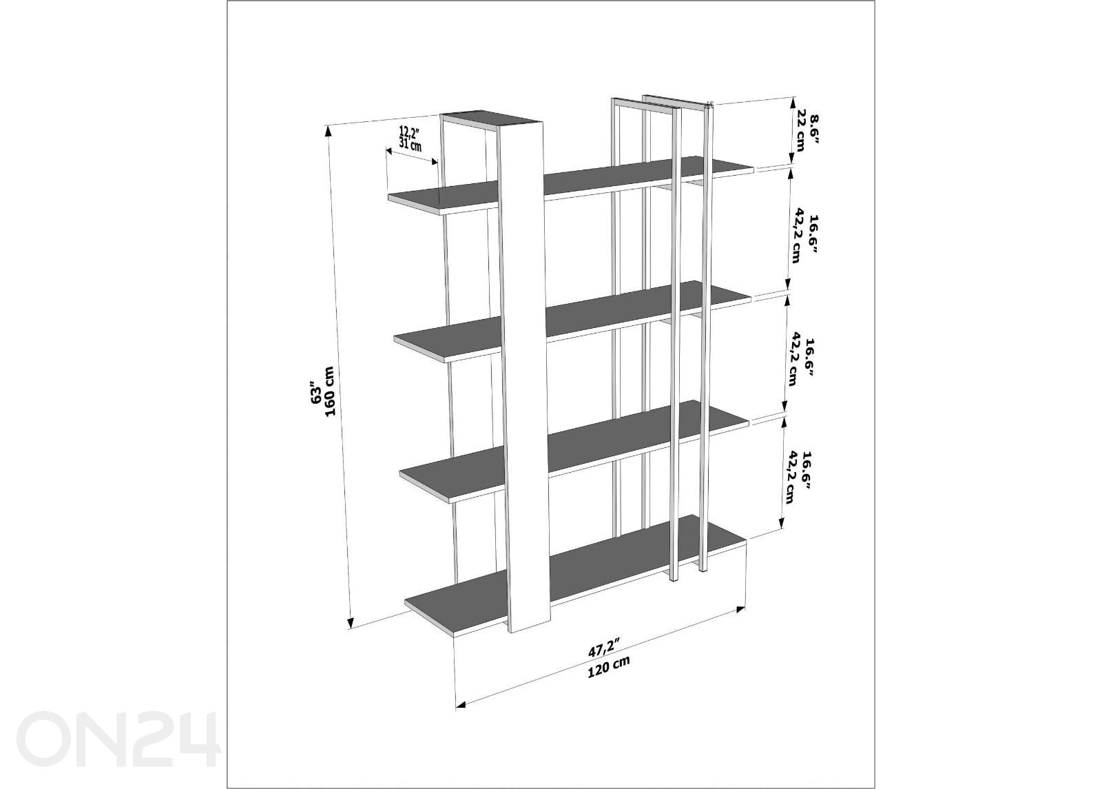 Книжная полка Onno увеличить размеры