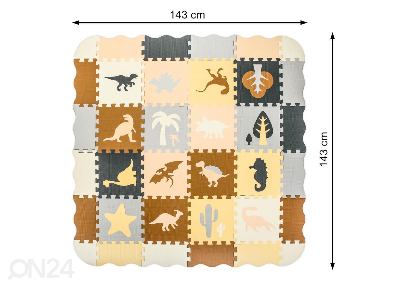 Коврик-пазл 36 элементов динозавры 143x143x1 см увеличить размеры