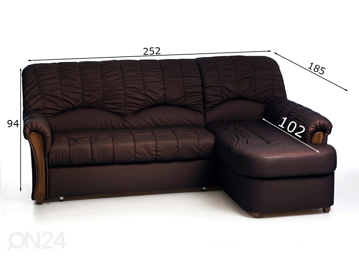 Кожаный угловой диван-кровать с ящиком увеличить размеры