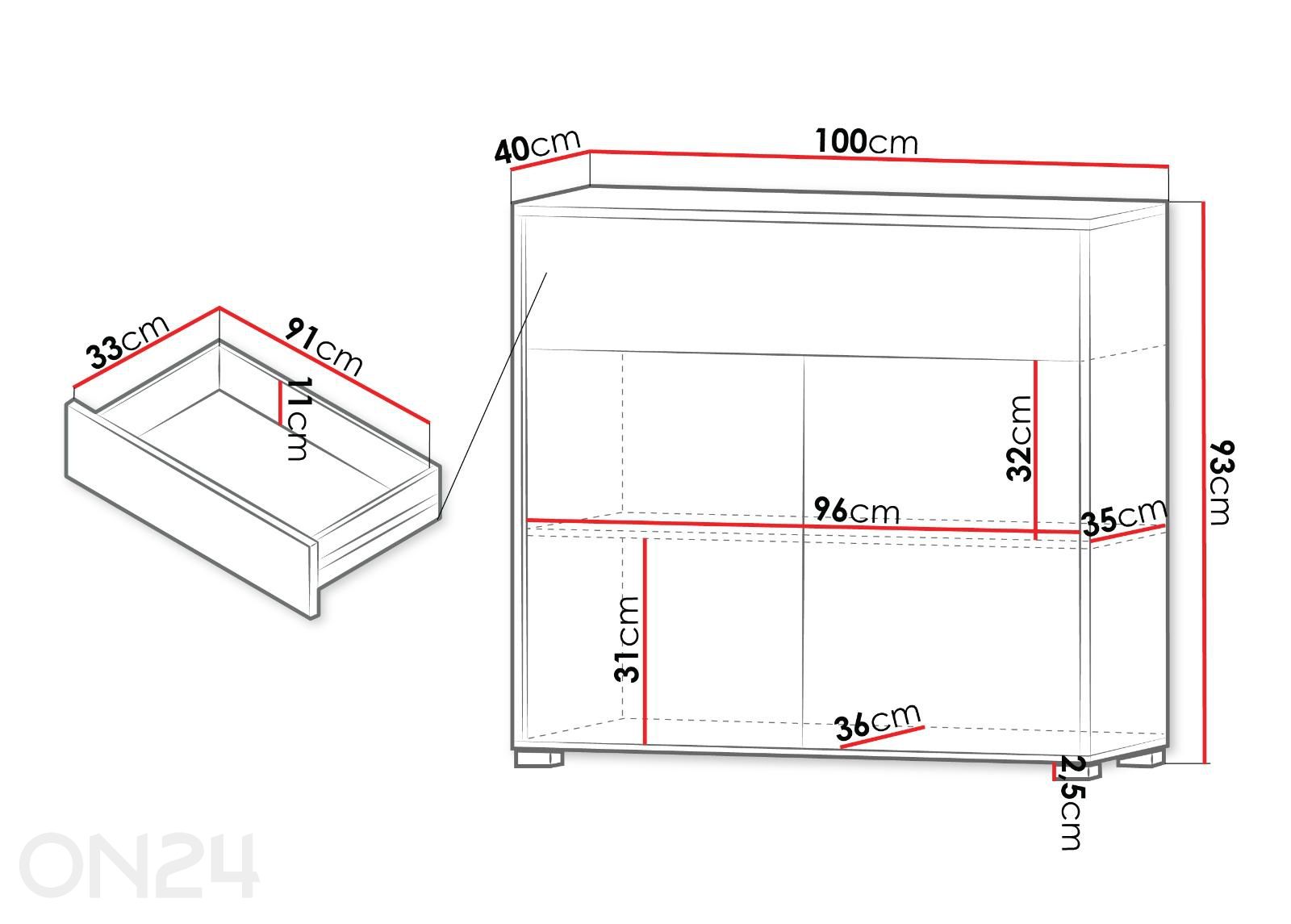 Комод Gesita 100 см увеличить размеры
