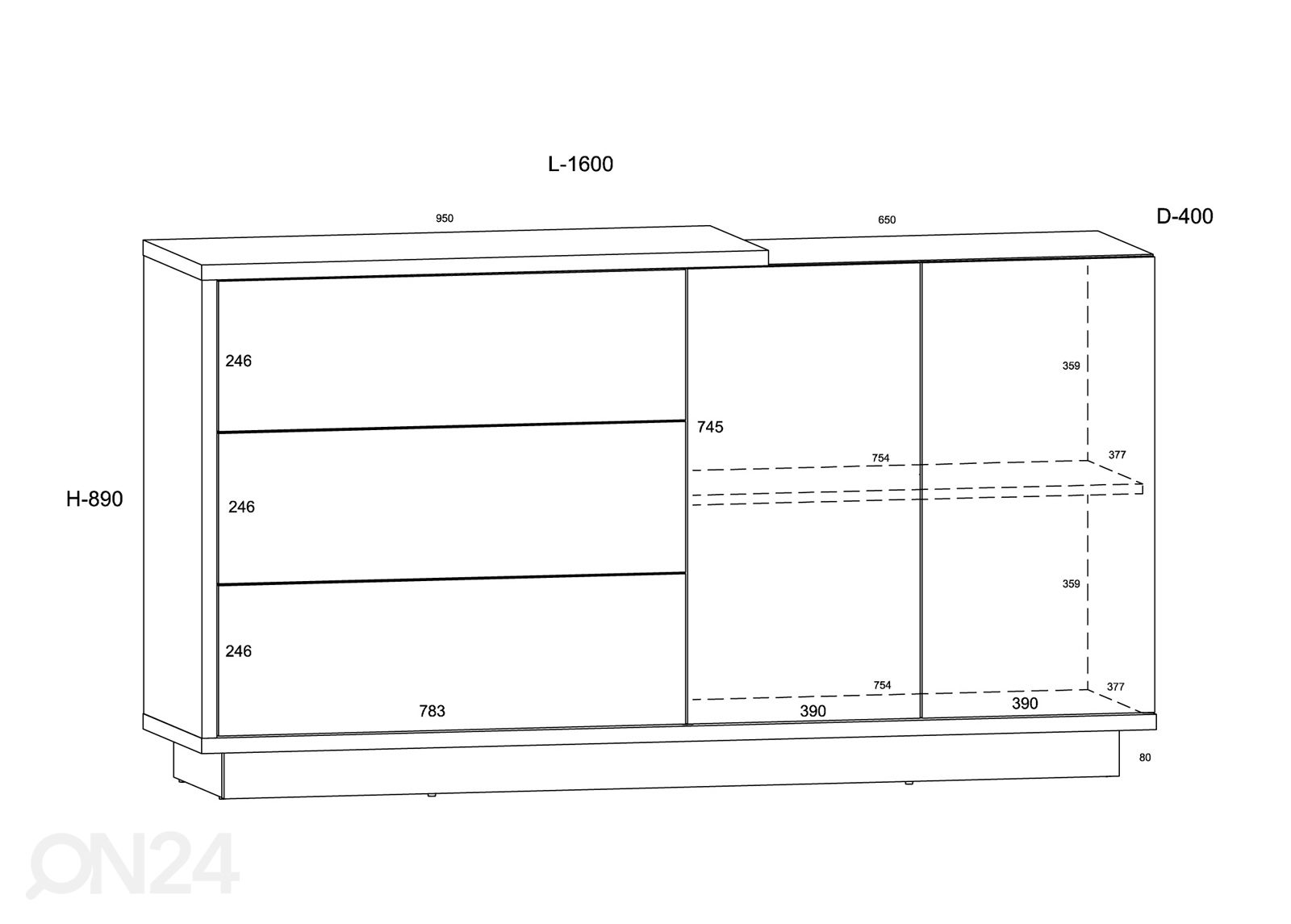 Комод Goleen 160 cm увеличить размеры