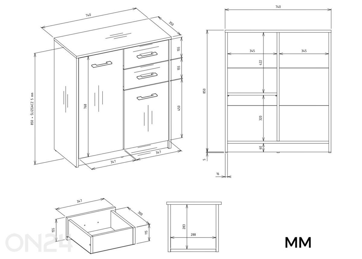 Комод Simpel 74 см увеличить размеры
